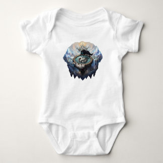Body Para Bebê Lobos Yin Yang Galáxia Cósmica Fantasia Flutuante