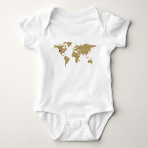 Body Para Bebê Localização de Coração Personalizável do Mapa Mund