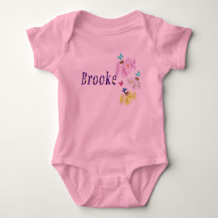 Body Para Bebê Logotipo de Brooke Floral Roxo, Bebê