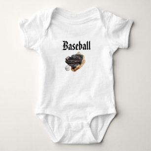 Body Para Bebê Logotipo e Luvas de Beisebol,