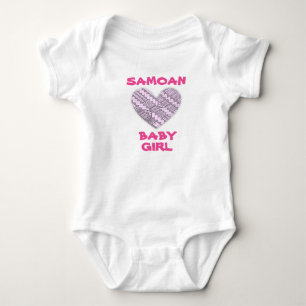 Body Para Bebê Logotipo rosa/branco da Criança Samoa com Designs 