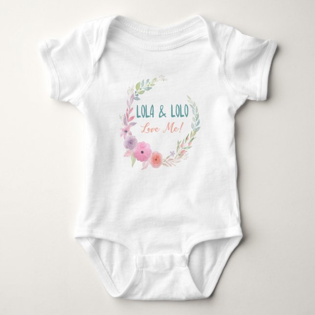 Body Para Bebê Lola & Lolo amam-me grinalda floral (Frente)