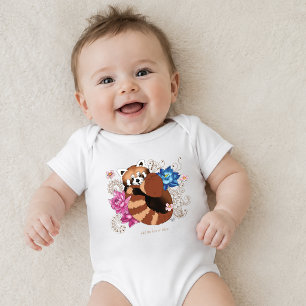 Body Para Bebê Lótus Flor de Panda Vermelho Henna