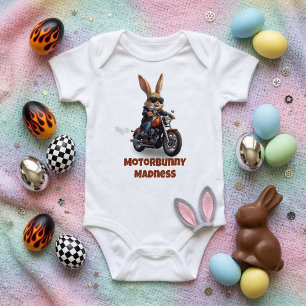 Body Para Bebê Loucura da Motorbunny - Coelhinho Bonito de Moto