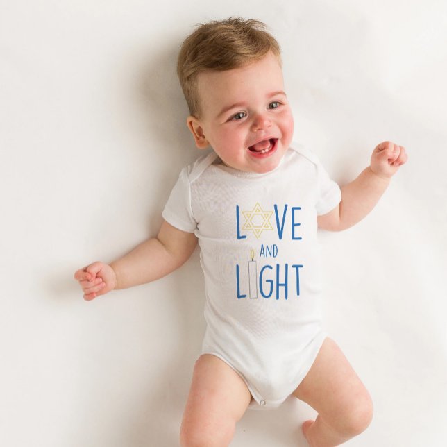 Body Para Bebê Love and Light Hannukah (Criador carregado)