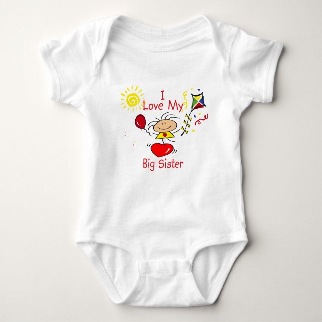 Body Para Bebê Love Big Sister Stick (Frente)