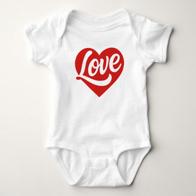 Body Para Bebê Love Heart Logo – Red Romantic Symbol  (Frente)