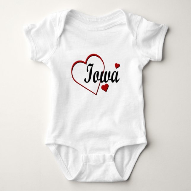 Body Para Bebê Love Iowa Hearts Criança Creeper (Frente)