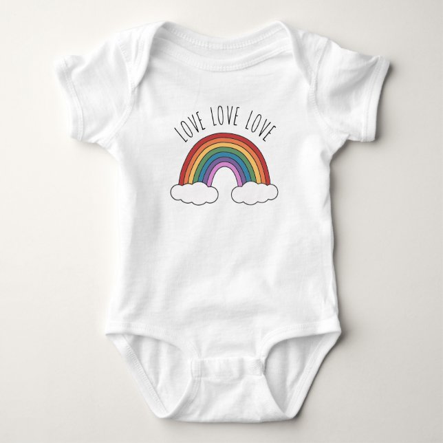 Body Para Bebê Love Love Love Rainbow (Frente)