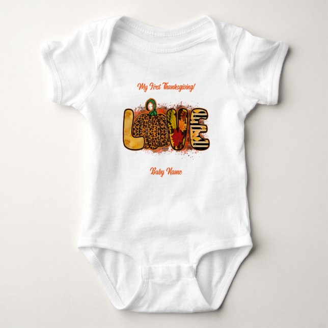 Body Para Bebê Love Pumpkin Autumn Personalizar (Frente)