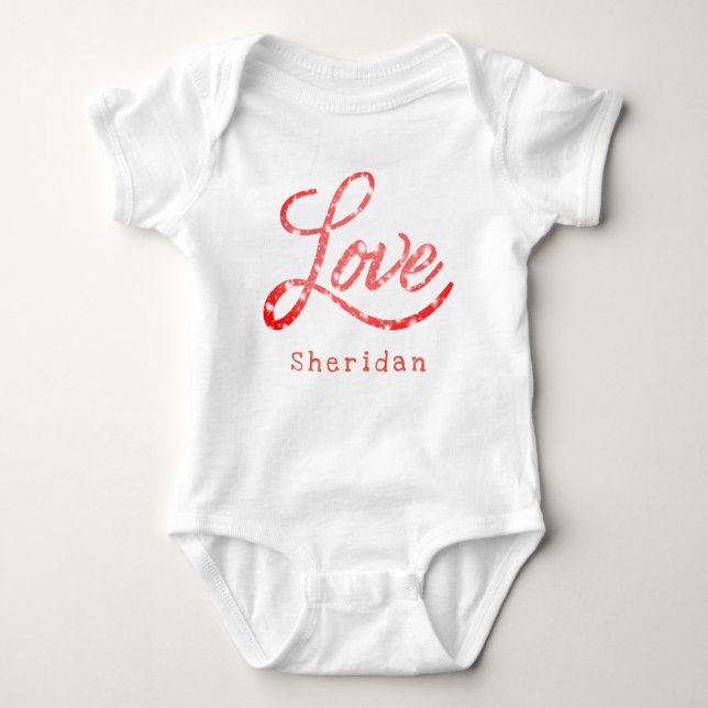 Body Para Bebê Love Script | Monograma de Sparkle em estrela cor- (Frente)