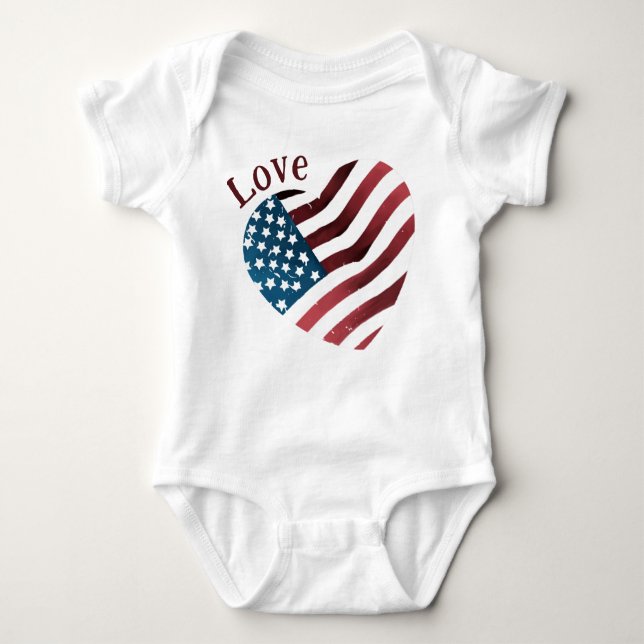 Body Para Bebê Love USA America Baby Jersey Bodycase (Frente)