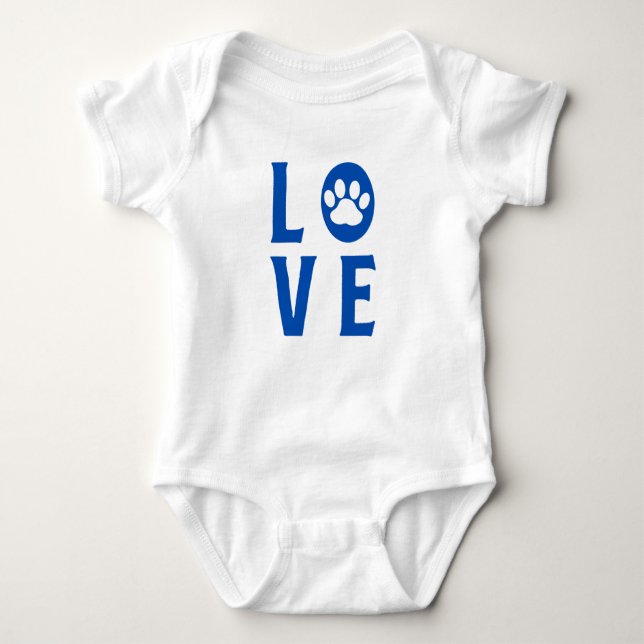 Body Para Bebê Love with Paw Print (Cats, Cães, Animais De Compan (Frente)