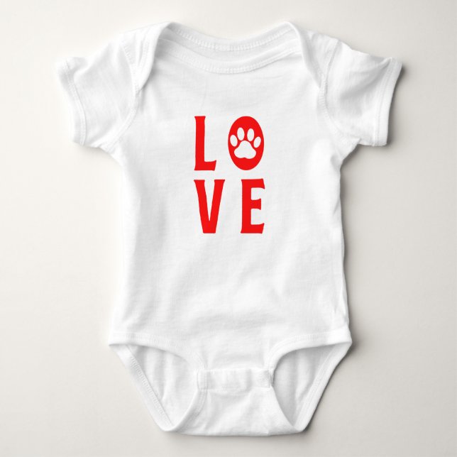 Body Para Bebê Love with Paw Print (Cats, Cães, Animais De Compan (Frente)