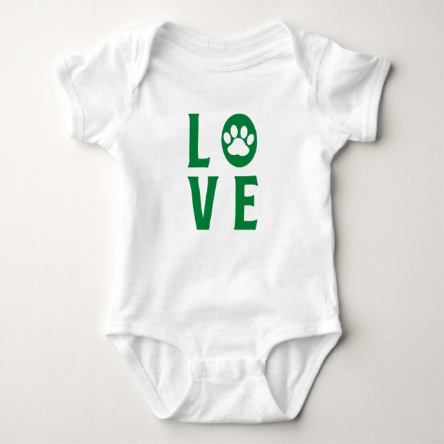 Body Para Bebê Love with Paw Print (Cats, Cães, Animais De Compan (Frente)