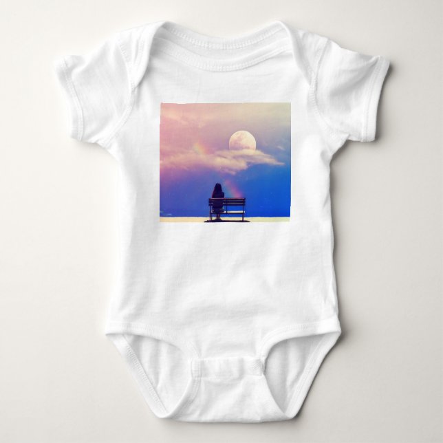 Body Para Bebê Lua Arco-íris: Beleza Pastel Sky. (Frente)