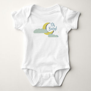 Body Para Bebê Lua e nuvens desenhadas na mão