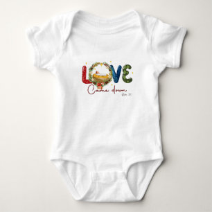 Body Para Bebê Luke 2:11 O Amor Caiu Na Natividade
