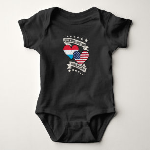 Body Para Bebê Luxembourgish American Heart Flags Luxembourg Amer
