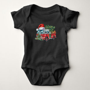 Body Para Bebê Luzes de árvore de Natal com chapéu de Papai Noel