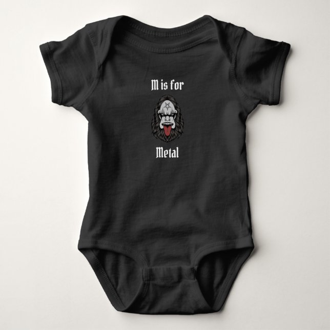 Body Para Bebê M é de Metal Metalhead (Frente)