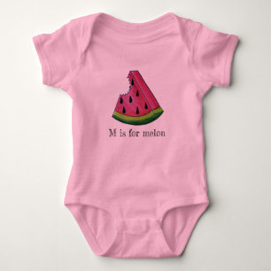 Body Para Bebê M é destinado à fatia de Frutas de Melão Rosa de M