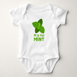 Body Para Bebê M é para MINT Green Veggie Alphabet M