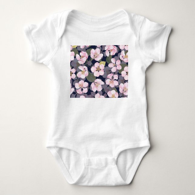 Body Para Bebê Maçã Sangrenta: Cor Azul Escura (Frente)