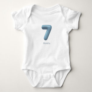 Body Para Bebê Macacão Azul de Bebê Número 3D 7 - 7 Meses