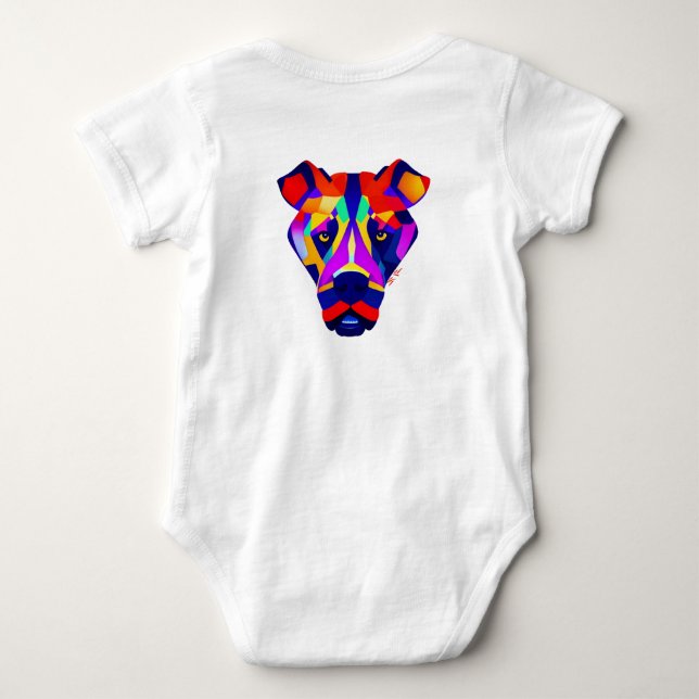 Body Para Bebê macacão branco de bebê costas do cachorro de Alexa (Verso)
