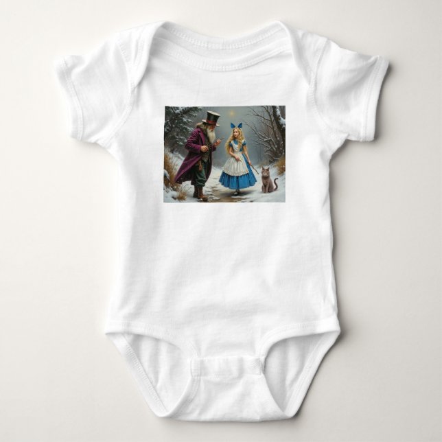 Body Para Bebê macacão branco de bebê Winter Alice (Frente)