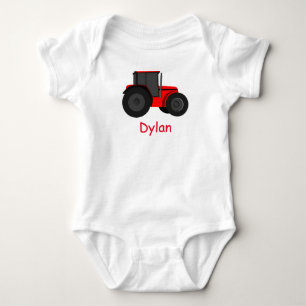 Body Para Bebê Macacão Country Red Tractor com o Nome do Seu Bebê