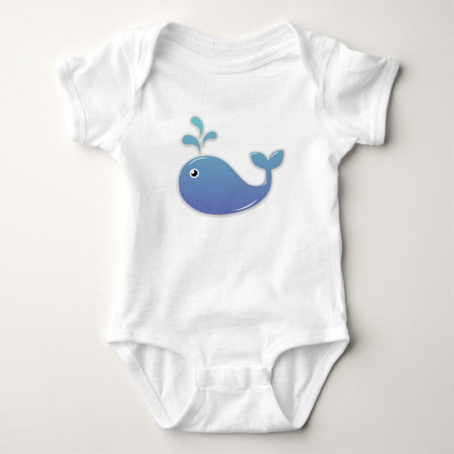 Body Para Bebê Macacão de Bebê Baleia Azul Fofo (Frente)