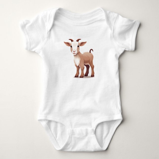 Body Para Bebê Macacão de Bebê Bode Fofinho Animal de Fazenda (Frente)