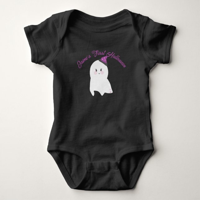 Body Para Bebê Macacão de Bebê Bruxa do Primeiro Halloween do Beb (Frente)
