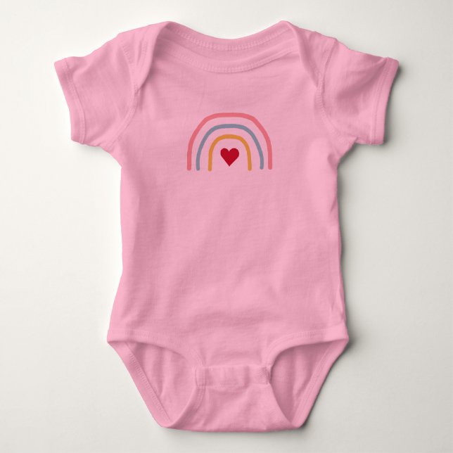 Body Para Bebê Macacão de Bebê com Coração em Arco-Íris (Frente)