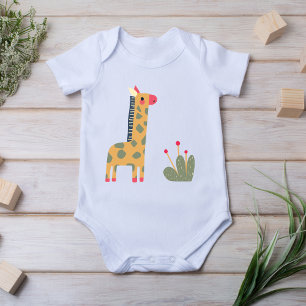 Body Para Bebê Macacão de Bebê com Estampa de Girafa Boho