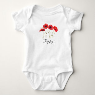 Body Para Bebê Macacão de bebê com pintura em aquarela de papoula