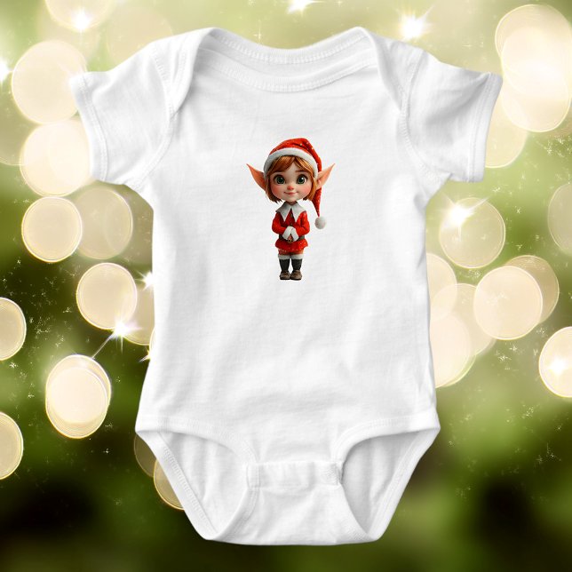 Body Para Bebê Macacão de Bebê da Elfa de Natal Perky Girl (Criador carregado)