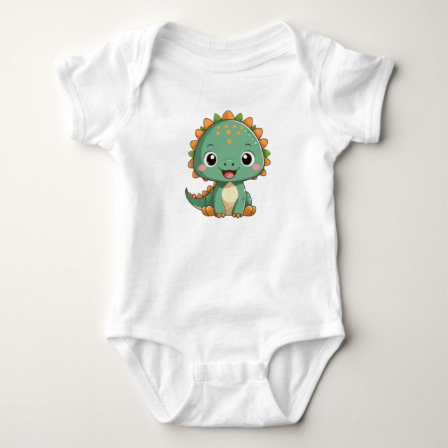 Body Para Bebê Macacão de Bebê Dinossauro Fofo Sorridente (Frente)