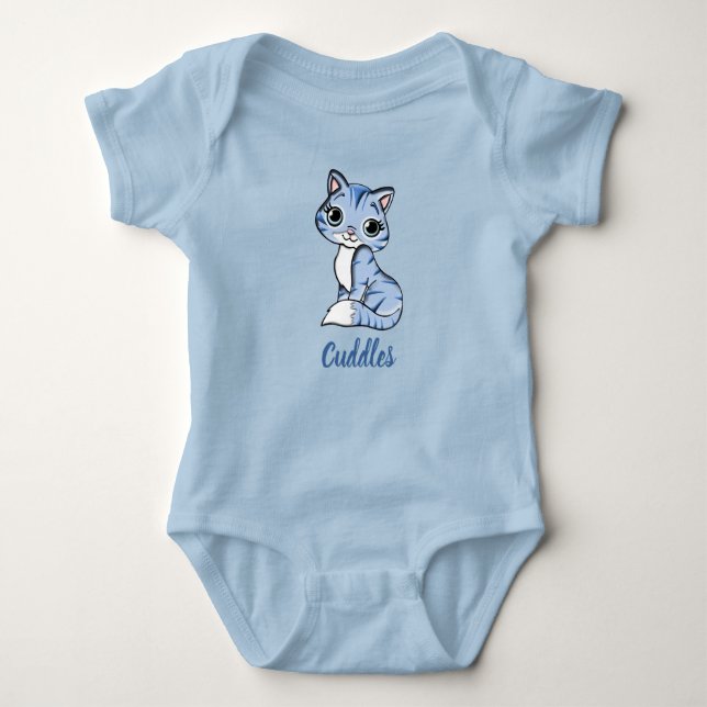 Body Para Bebê macacão de bebê do gatinho azul Cuddles (Frente)
