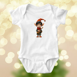 Body Para Bebê Macacão de Bebê Elfo de Natal Menino Musical