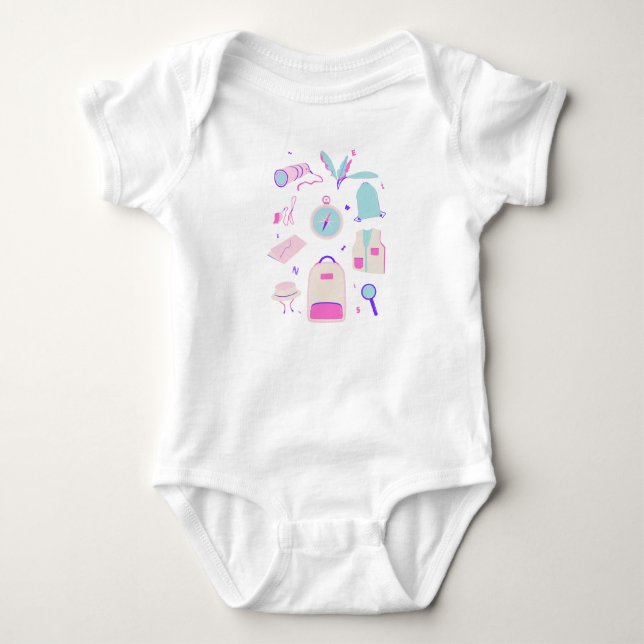 Body Para Bebê Macacão de bebê explorador fofo (Frente)