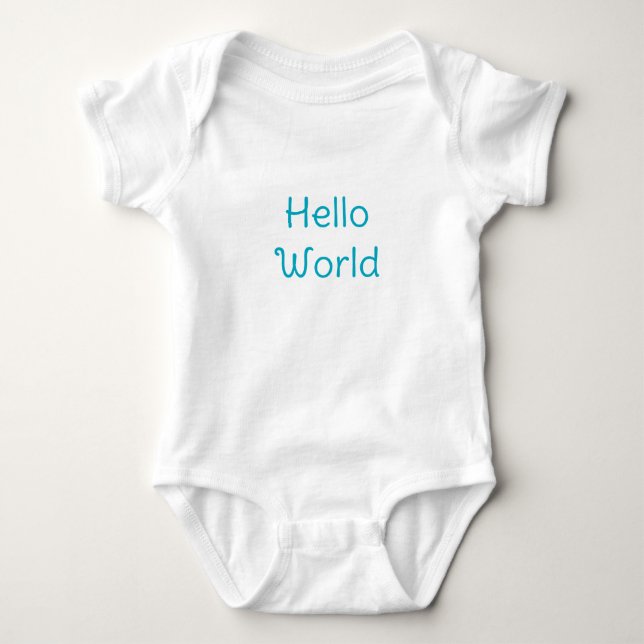 Body Para Bebê Macacão de bebê fofo Olá mundo (Frente)
