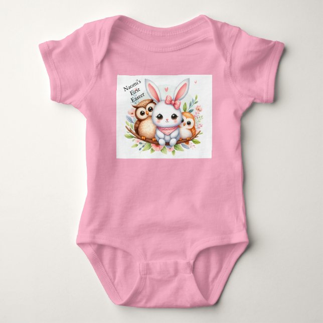 Body Para Bebê Macacão de Bebê Fofo para a Primeira Páscoa da Men (Frente)