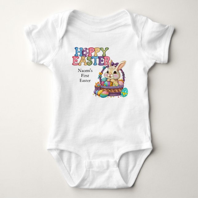 Body Para Bebê Macacão de Bebê Fofo para a Primeira Páscoa da Men (Frente)