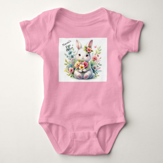 Body Para Bebê Macacão de Bebê Fofo para a Primeira Páscoa da Men (Frente)