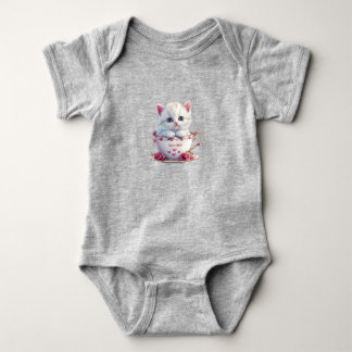 Body Para Bebê Macacão de Bebê Kitten in Cup Pink Flowers