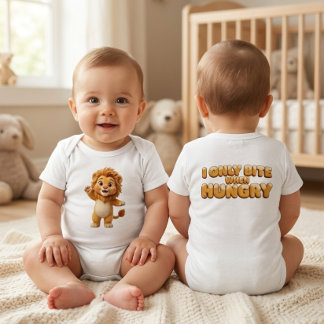 Body Para Bebê Macacão de Bebê Leão Engraçado - Só Mordo Quando E