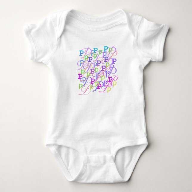 Body Para Bebê Macacão de Bebê "P" Confete de Letras (Frente)